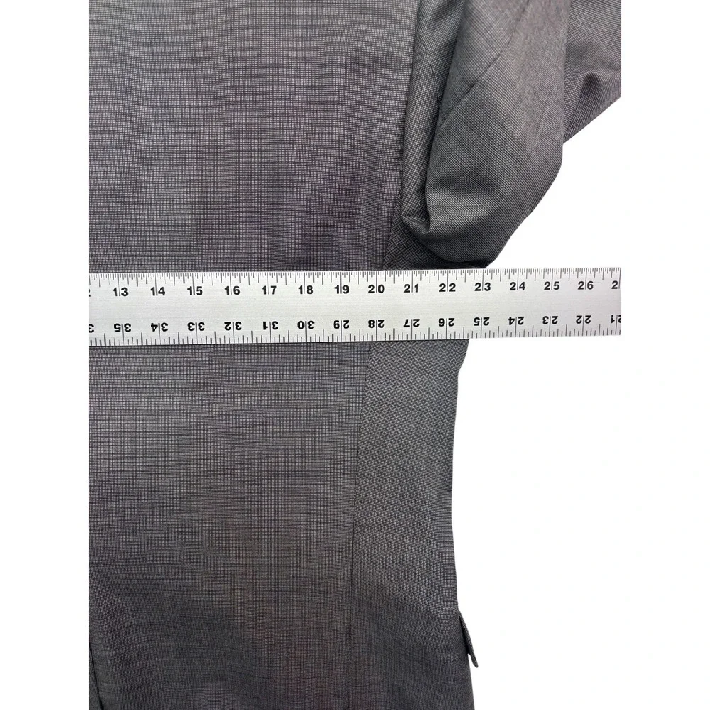 Hart Schaffner Marx 42R 36x32 Gray Micro Nailhead 2pc Pant Suit Pleated USA Wool